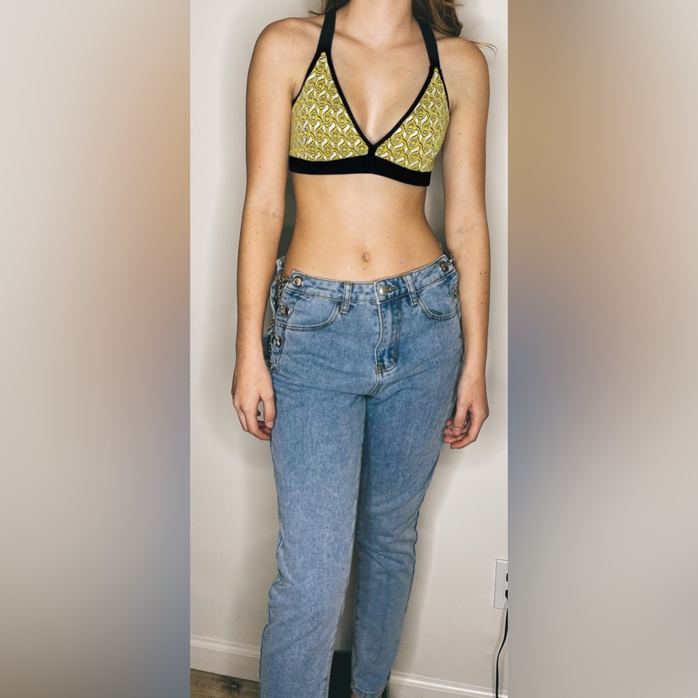 Medium Black and Gold Zara Crop Top